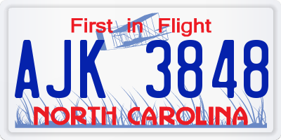 NC license plate AJK3848
