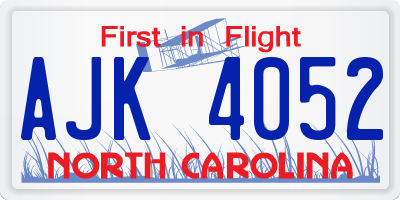 NC license plate AJK4052