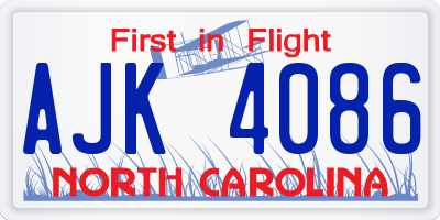 NC license plate AJK4086