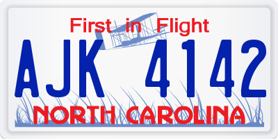 NC license plate AJK4142