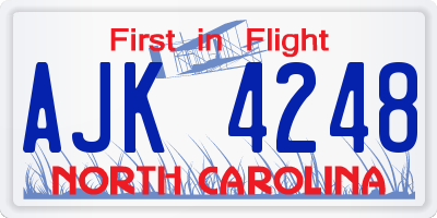 NC license plate AJK4248