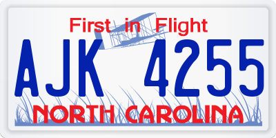 NC license plate AJK4255