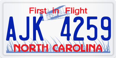 NC license plate AJK4259