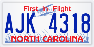 NC license plate AJK4318