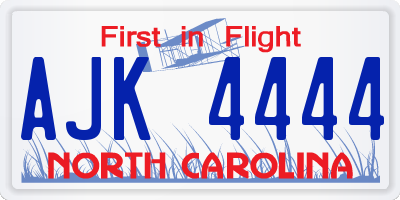 NC license plate AJK4444
