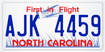 NC license plate AJK4459