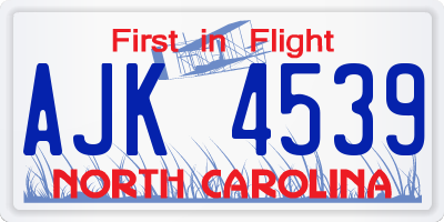 NC license plate AJK4539