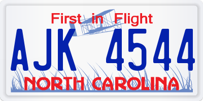 NC license plate AJK4544