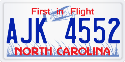 NC license plate AJK4552