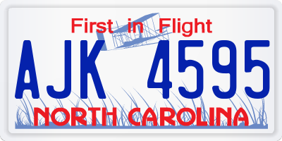 NC license plate AJK4595