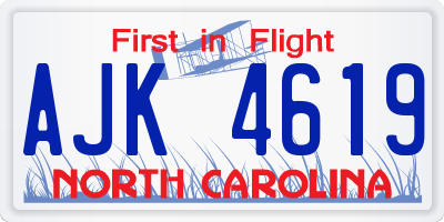 NC license plate AJK4619