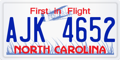 NC license plate AJK4652