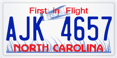 NC license plate AJK4657