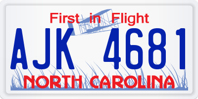 NC license plate AJK4681