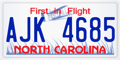 NC license plate AJK4685