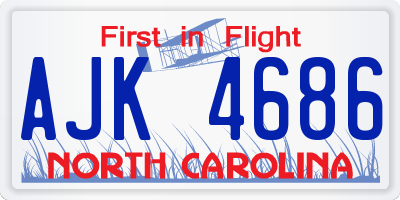 NC license plate AJK4686