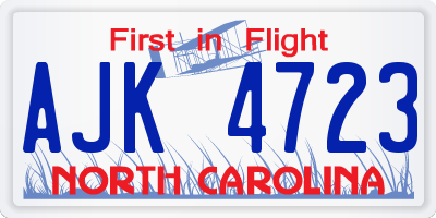 NC license plate AJK4723