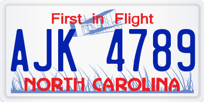 NC license plate AJK4789