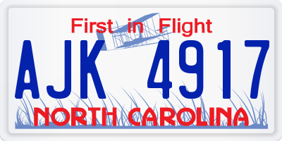 NC license plate AJK4917