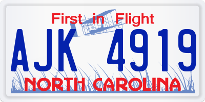 NC license plate AJK4919
