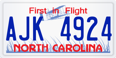 NC license plate AJK4924