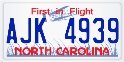 NC license plate AJK4939