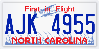 NC license plate AJK4955