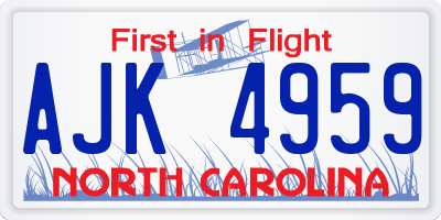 NC license plate AJK4959