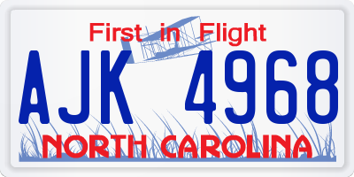 NC license plate AJK4968