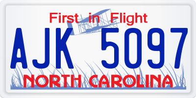 NC license plate AJK5097