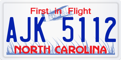 NC license plate AJK5112