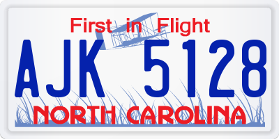 NC license plate AJK5128