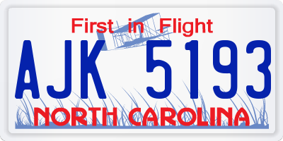NC license plate AJK5193