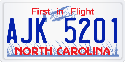 NC license plate AJK5201