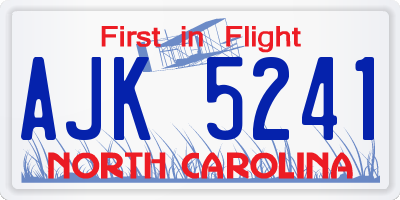 NC license plate AJK5241