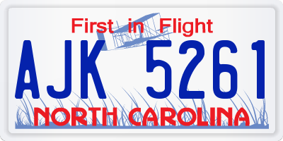 NC license plate AJK5261