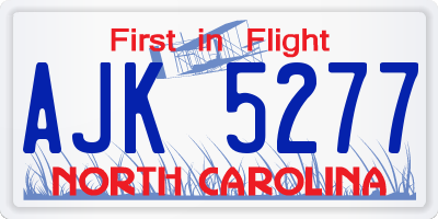 NC license plate AJK5277