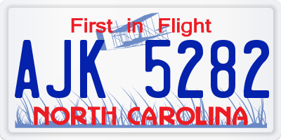 NC license plate AJK5282