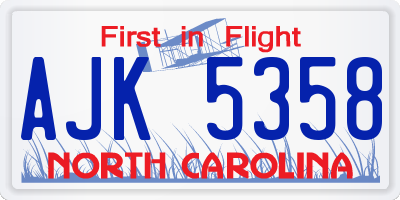 NC license plate AJK5358
