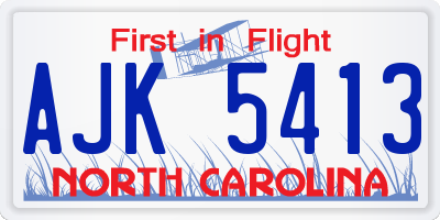NC license plate AJK5413