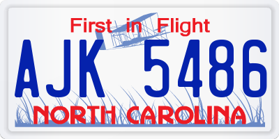 NC license plate AJK5486