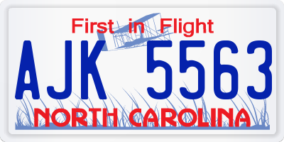 NC license plate AJK5563