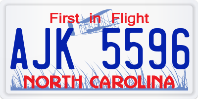 NC license plate AJK5596
