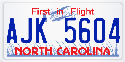 NC license plate AJK5604