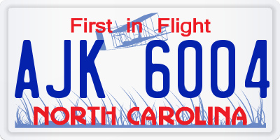 NC license plate AJK6004