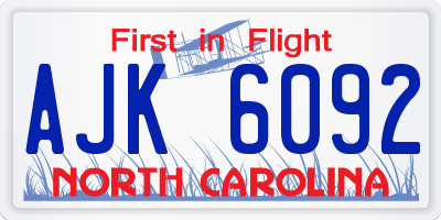 NC license plate AJK6092