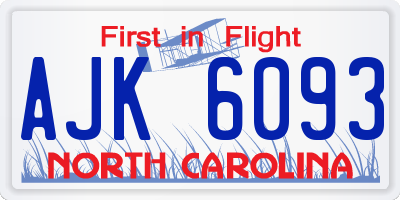 NC license plate AJK6093