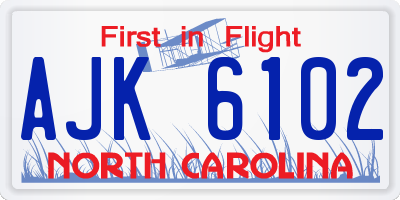 NC license plate AJK6102