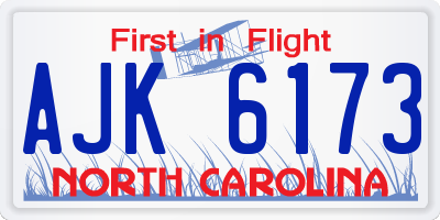 NC license plate AJK6173