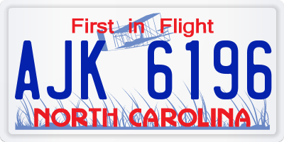 NC license plate AJK6196